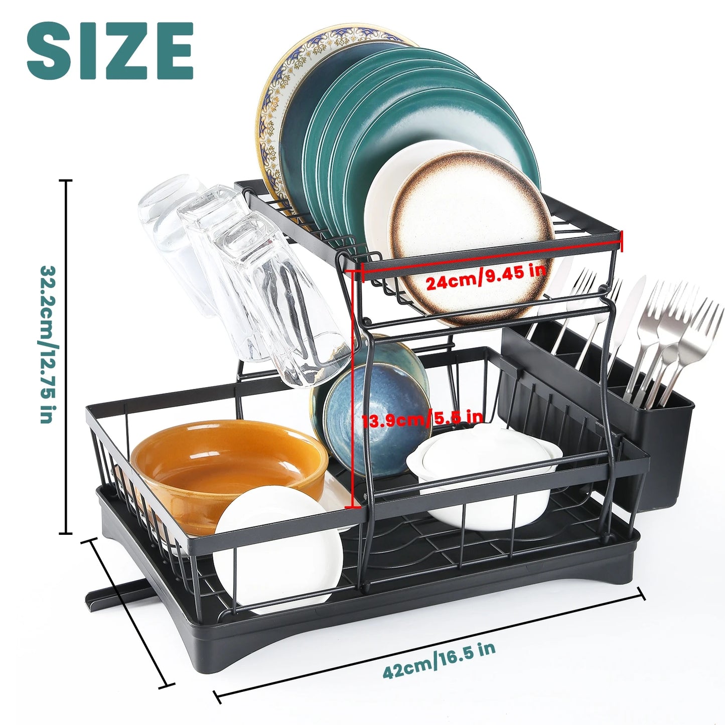 2-Tier Dish Drying Rack – Maximize Your Kitchen Space with Style