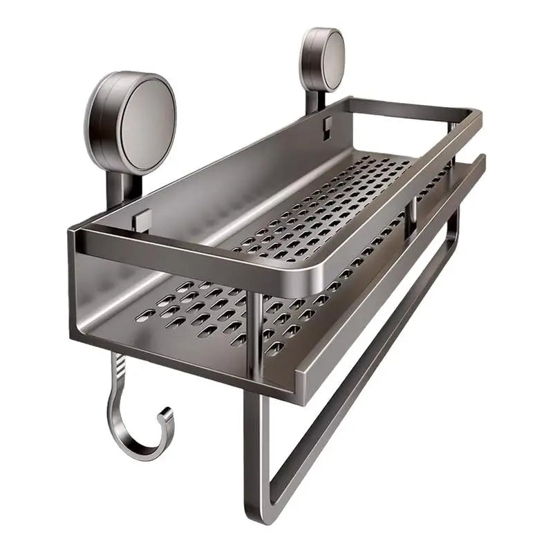 Minimal Suction Bathroom Shelf – Wall-Mounted Aluminum Organizer