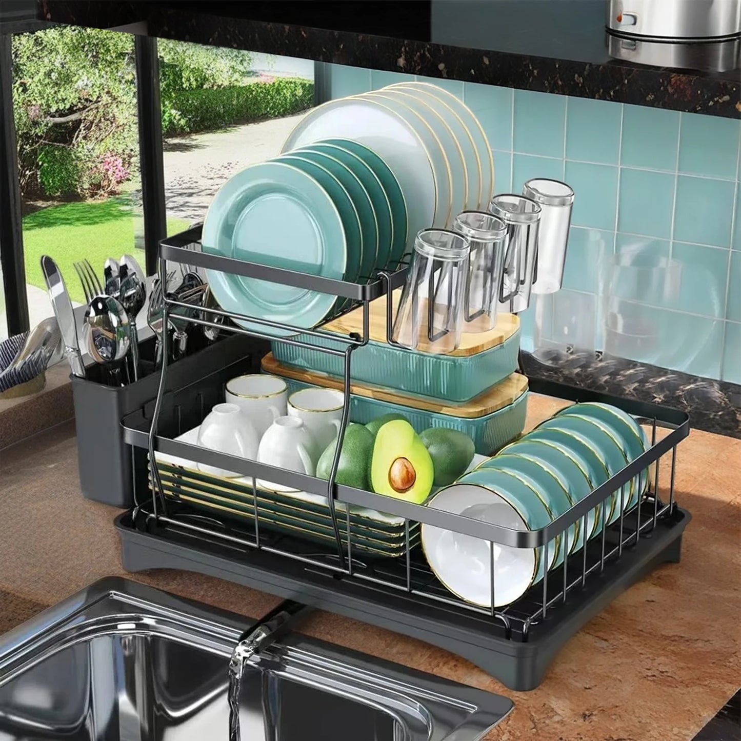 2-Tier Dish Drying Rack – Maximize Your Kitchen Space with Style