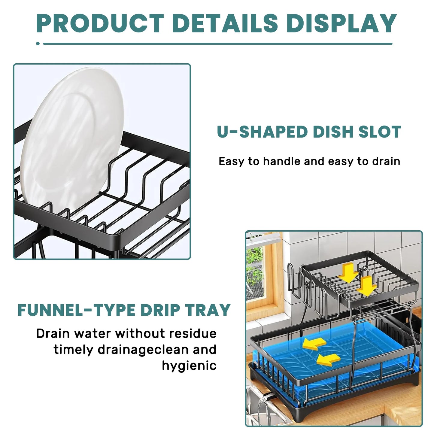 2-Tier Dish Drying Rack – Maximize Your Kitchen Space with Style