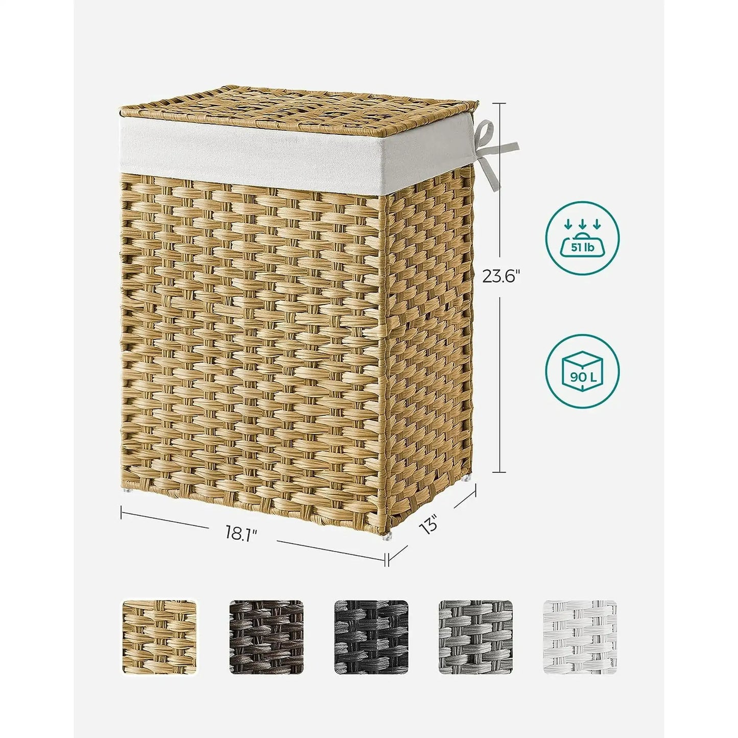 SONGMICS 23.8 Gal Natural Laundry Hamper – Spacious, Stylish, and Sustainable