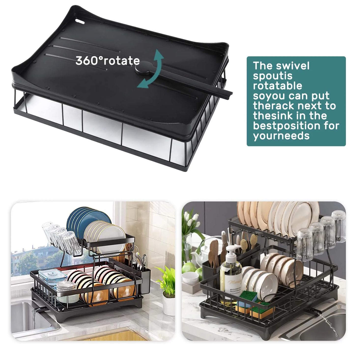 2-Tier Dish Drying Rack – Maximize Your Kitchen Space with Style
